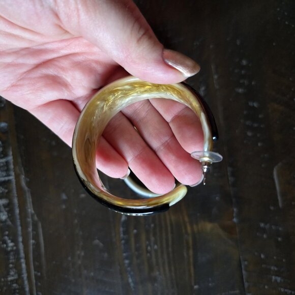 Vintage Y2K Lot of 2 Pairs of Hoop Earrings Patterned Retro Statement Costume - Picture 5 of 7